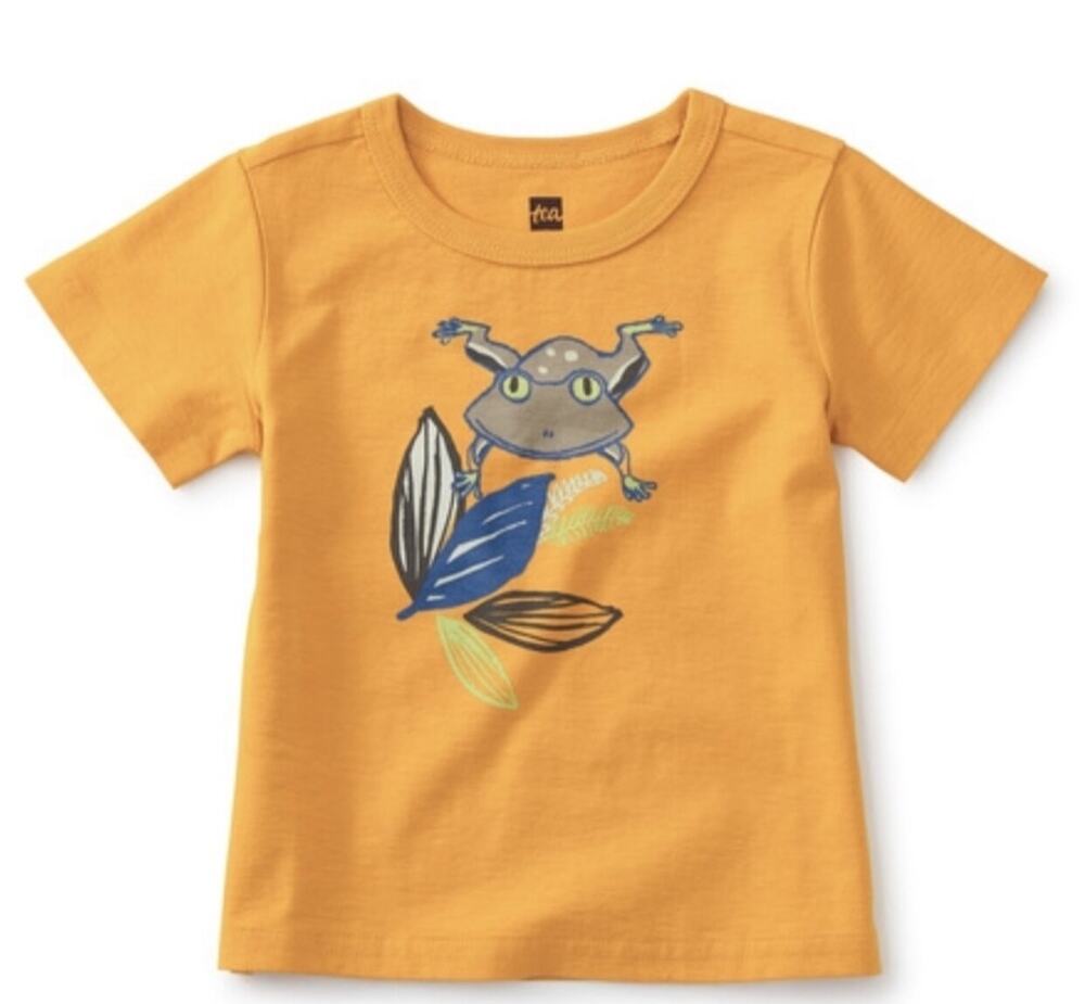 NWT! Tea Frog Graphic Tee In Gold. Size 3T